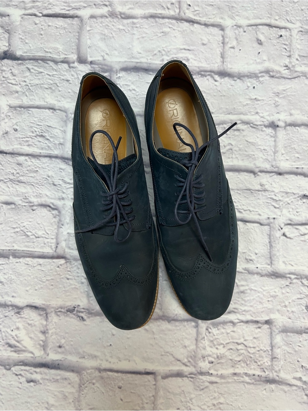 Cole Haan Navy Wingtip Derby Lace-Up Shoes